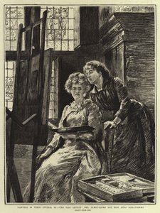 Pintores en sus estudios, III, Dos artistas justas, Sra. Alma-Tadema y Srta. Anna Alma-Tadema